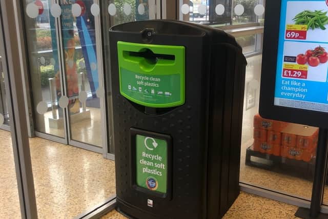 The Aldi soft plastics recycling bin which will be popping up in stores across the UK