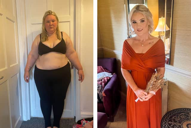 Natasha Burt before and after the weight loss