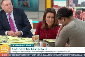 An emotional Susanna Reid seen attempting to comfort Levi Davis’ mum, Julie, who is struggling to hold back tears - Credit: ITV