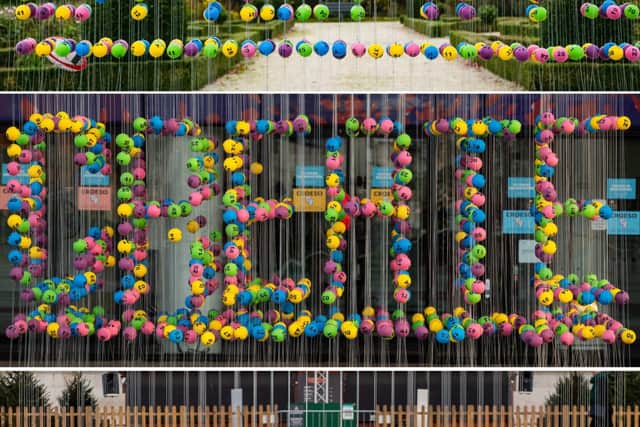 The four National Lottery art installations BUILD, DREAMS, CREATE and CHANGE which have been unveiled in the four nations of the UK.