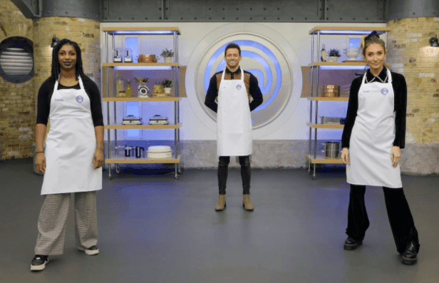 Kadeena Cox, Joe Swash, and Megan McKenna competed for the crown with their three-course meal creations (Photo: Shine TV)