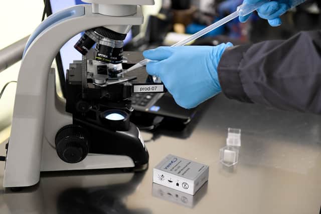 Scientists have developed a prototype mask which can diagnose Covid in 90 minutes (Photo by NICOLAS TUCAT/AFP via Getty Images)