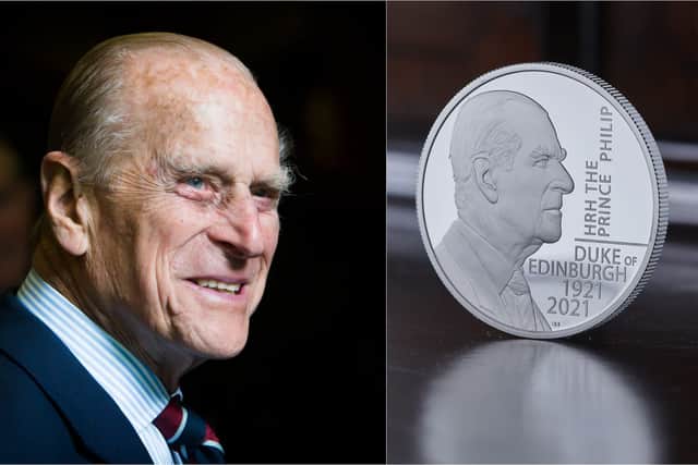The coin bears the inscription “HRH The Prince Philip, Duke of Edinburgh 1921-2021” (Photo: Getty Images/HM Treasury)