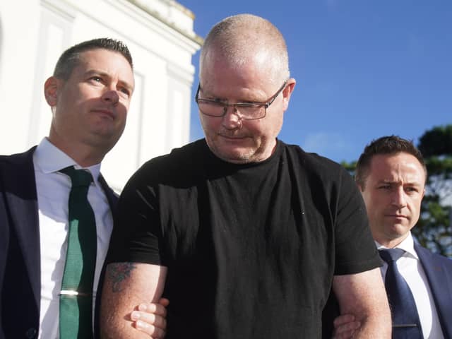Richard Satchwell leaves the District Court in Cashel, Co Tipperary, after being charged in connection with the murder of his wife Tina Satchwell. Gardai investigating her disappearance have found skeletal remains at a property in Youghal, Co Cork. Photo: Brian Lawless/PA Wire