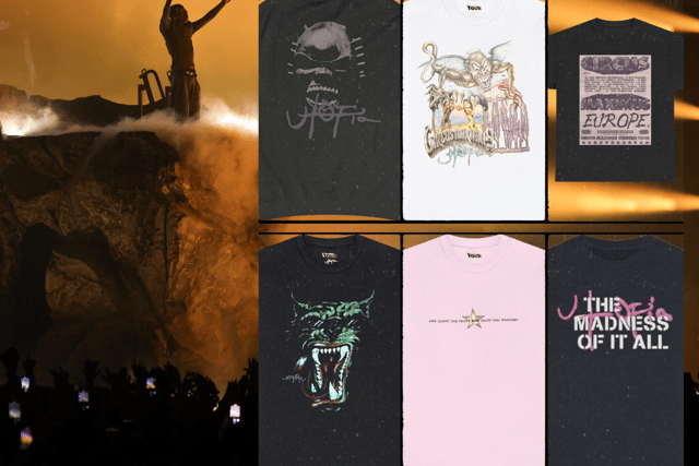 Some of the possible merchandise on offer during Travis Scott's two-date tour of the United Kingdom this week (Credit: Getty/Travis Scott Store)