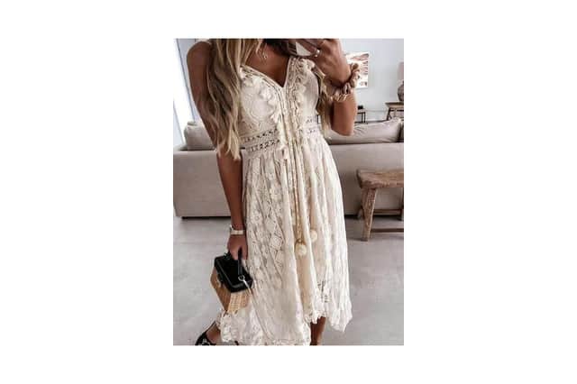 Cupshe Boho Lace-Up Maxi Dress