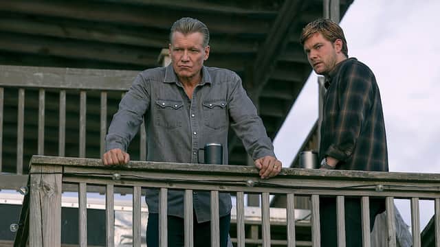 Holt McCallany (L) and Jake Weary (R) in The Waterfront
