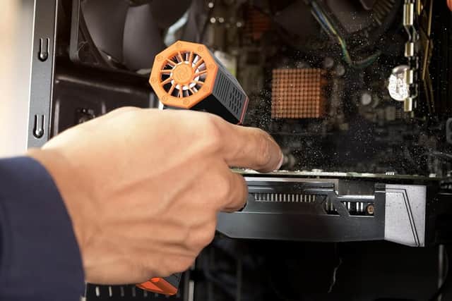 Blowing dust away from electrical devices has never been easier