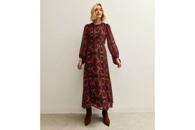 New Look Baroque Long Sleeve Midi Dress