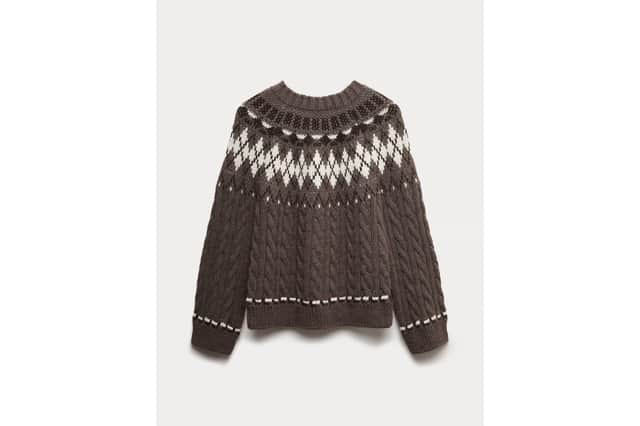 Cable Knit Fair Isle Crew Neck Jumper
