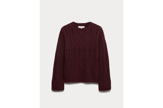 Wool Blend Textured Crew Neck Jumper
