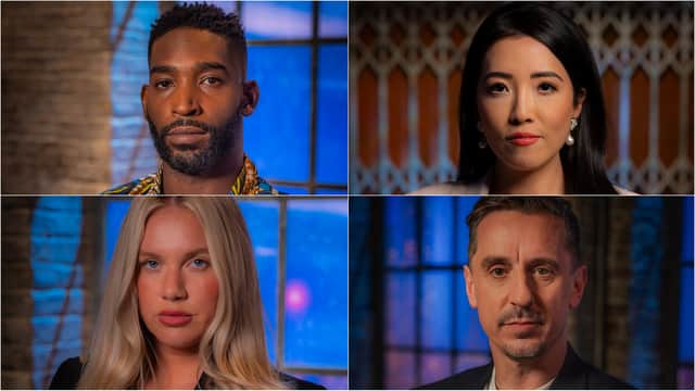 Clockwise from top left: Tinie Tempah, Susie Ma, Gary Neville, Jenna Meen on Dragons Den 2026