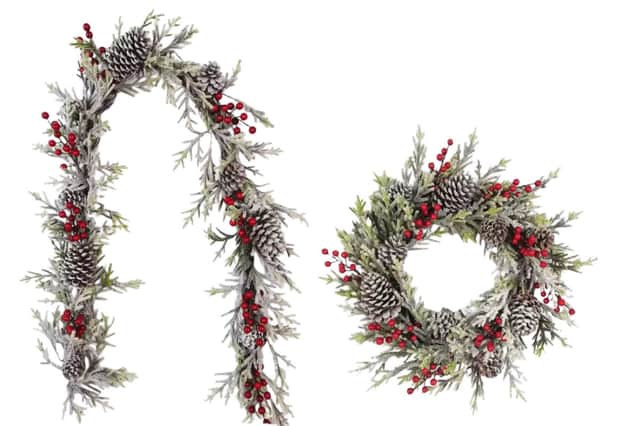 Blooming Artificial Winter Frost Berry Wreath and Garland