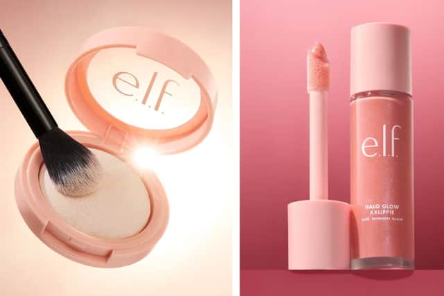 e.l.f Halo Glow Silky Powder highlighter and Halo glow XXLippie