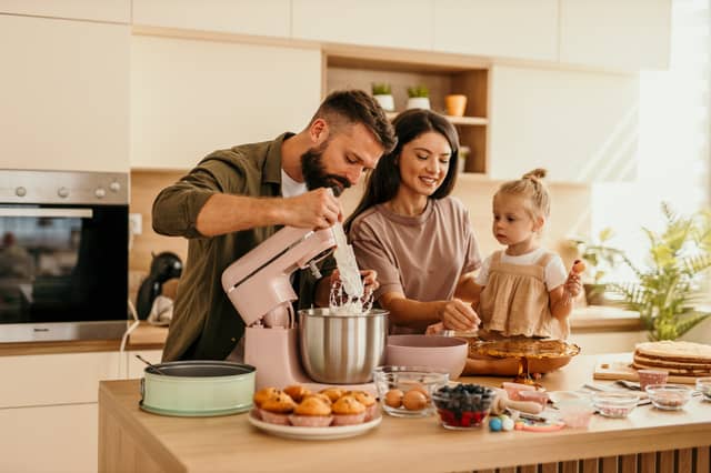 Stand mixers can take the effort out of baking, with options ranging from compact space-saving designs to colourful countertop statement pieces. Photo posed by models.