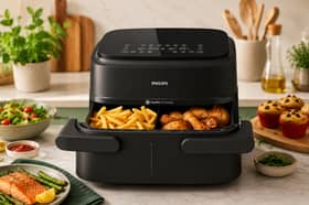 The Philips Dual Basket Airfryer uses a removable divider to create two 3.55-litre cooking zones