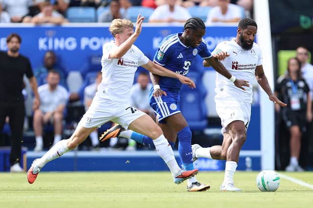 Jack Perkins in action against Leicester