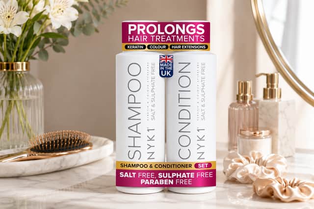 The NYK1 shampoo and conditioner set contains two 500ml bottles formulated for coloured, keratin-treated and extension hair