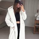 Stacey Solomon has praised this Amazon cosy teddy coat for being warm without feeling too heavy.