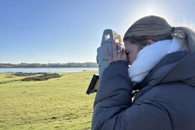 Students surveying the environment in Northamptonshire.