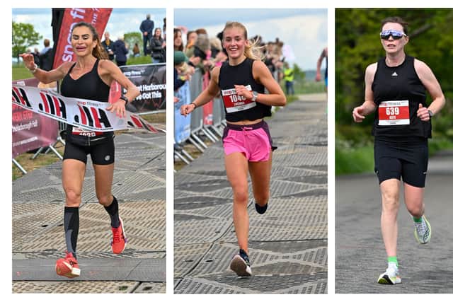 L to R - Snap Fitness Market Harborough Half Marathon Female Podium Finishers - 1st Sarah Terry, 2nd Lucinda Thompson & 3rd Kate Lyons