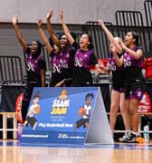 Members of NSG Basketball Team celebrating a win.
