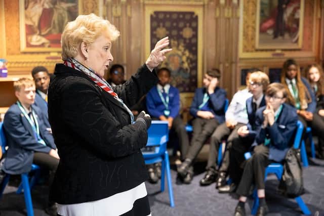 Baroness O’Loan answers questions from Northampton Academy students. 