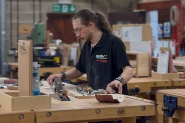 A Moulton College student competes in last month's CITB SkillBuild Regional Qualifier