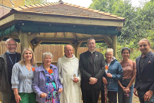 The blessing of the gazebo was led by Brother John Mayhead, from Turvey Abbey, and Canon Christopher Perry, Episcopal Vicar