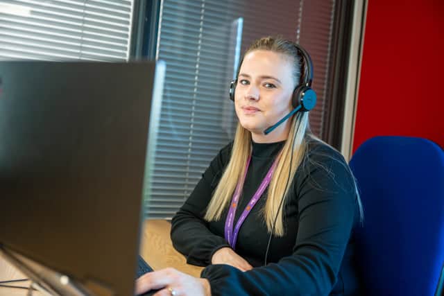 Senior IDVA Sarah Tiller in Northamptonshire Police's Force Control Room.