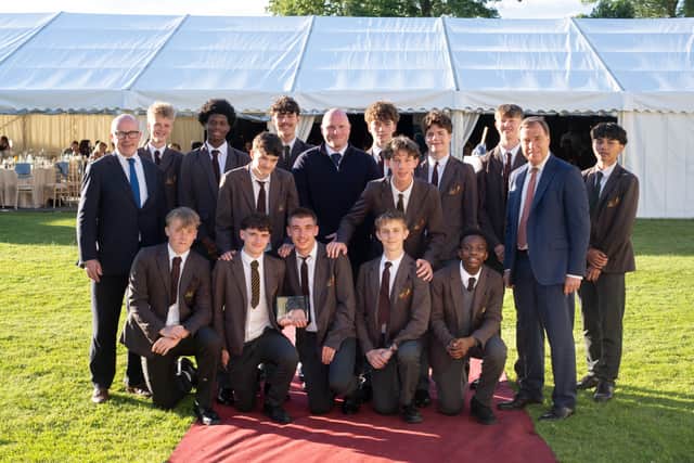 Montsaye’s Year 11 Football Team with United Learning Chair Christian Brodie and Chief Executive Sir Jon Coles