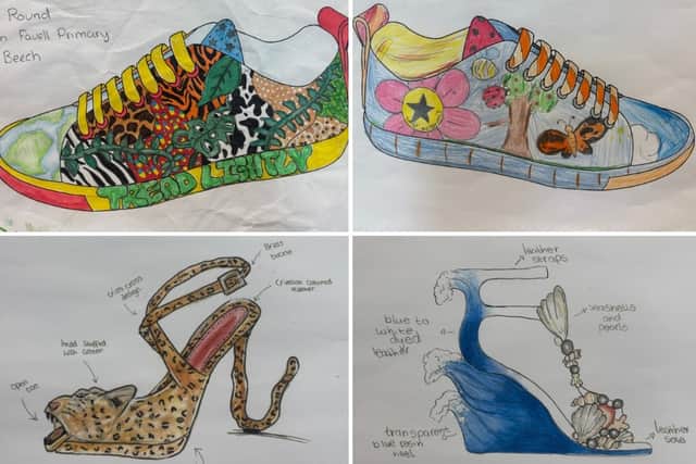 Four shoe designs submitted to the design competition at University of Northampton.