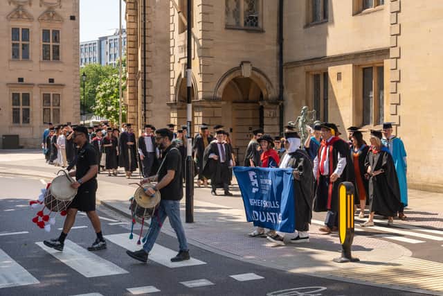 The Bedford College Group Higher Skills graduates make their way to the ceremony.