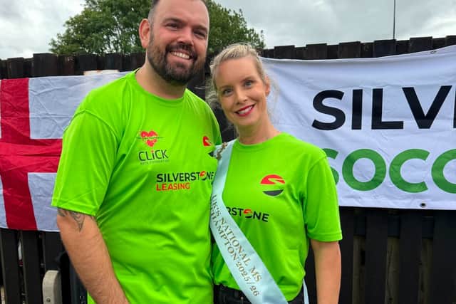 Event organiser from Silverstone Leasing Ryan Bishop with partner and Ms Northampton Beth Willett