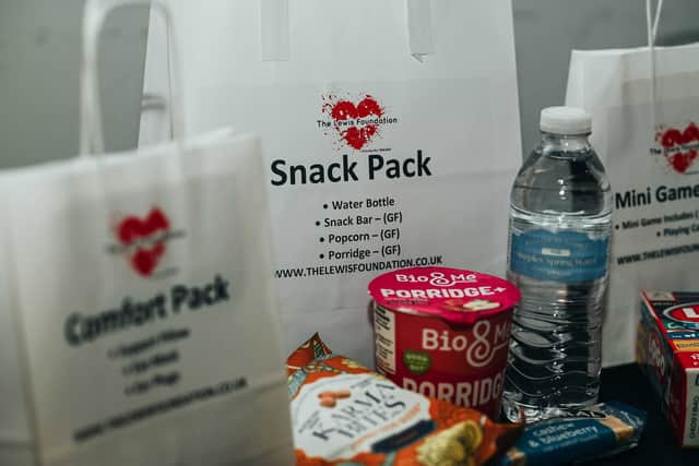 Just some of the gift packs give out by The Lewis Foundation.
