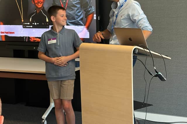 Greig, Director of Kindness from 52-lives celebrates Noah's win