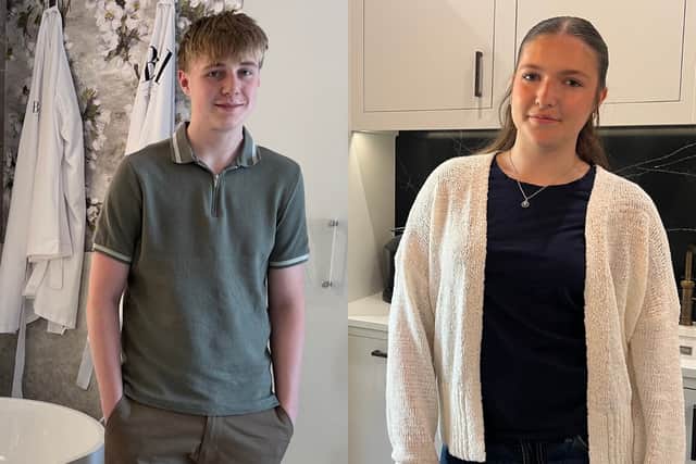 Pictured (left to right) are work experience students Harris and Scarlett