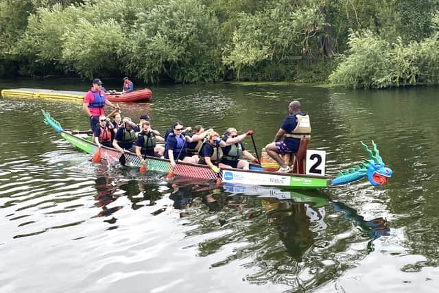 Employer partners took to the water for dragon boat racing during The Bedford College Group's networking event at Bedford River Festival.