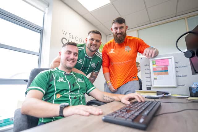 DWSM - SGB-12415 - Members of ManCave UK at David Wilson Homes South Midlands' head office