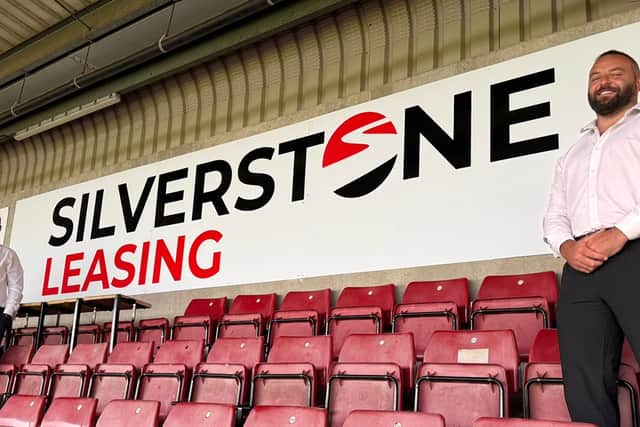 Silverstone Leasing’s Scott Norville and Ryan Bishop with Northampton Town Football Club’s James Corrigan.