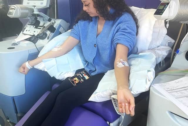 Portia Wharton receiving treatment for sickle cell