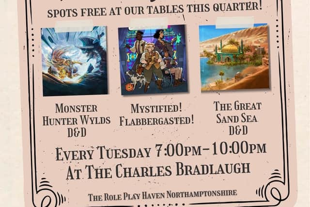 An advertisement from the Rphaven discord server promoting spots free at tables this quarter. Includes the day , location and start and end times. 