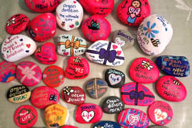 Some of the organ donation messaged rocks being hidden around the north of the county.
