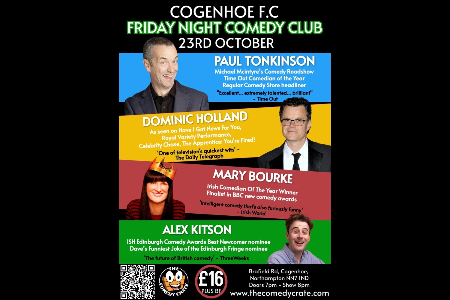 Top comedy line-up heading to Cogenhoe for Friday Night Comedy Club