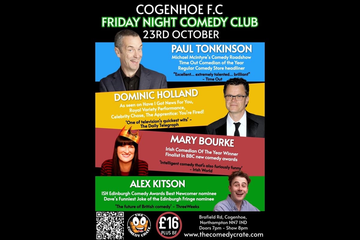 Top comedy line-up heading to Cogenhoe for Friday Night Comedy Club