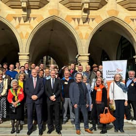 Ed Davey attends the East Midlands Liberal Democrat Conference at the Guildhall, Northampton