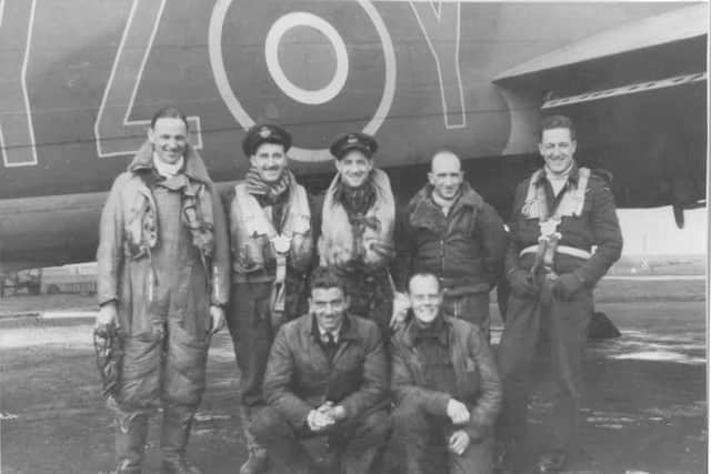 Flight Lieutenant Len Sumpter DFC (top left) and crew