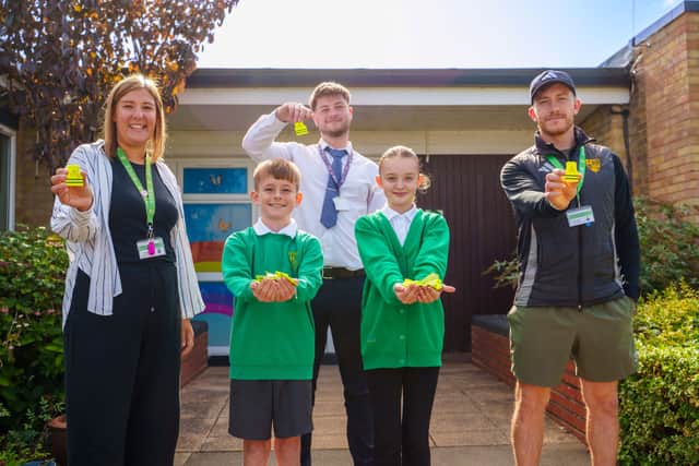 Allison Homes Central’s Regional Marketing Assistant, Liam Hitchcock at Eye CofE Primary School