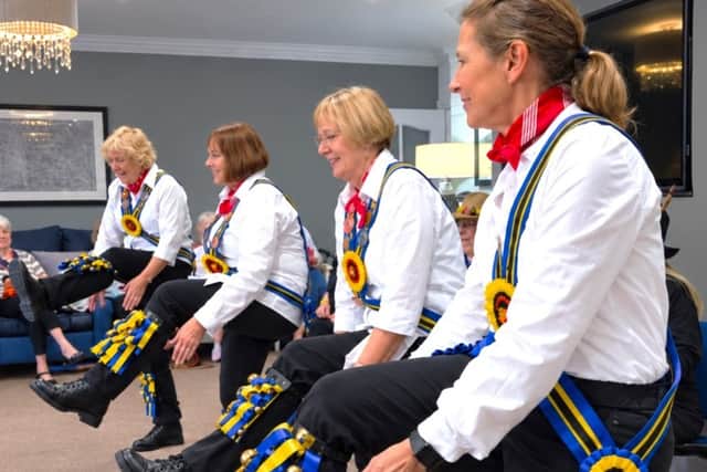 Braybrooke Morris Dancers visit Elm Bank Care Home in Kettering.