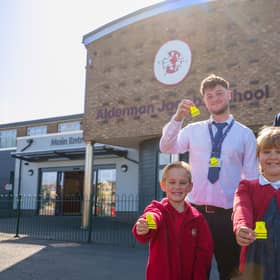 Allison Homes Central’s Regional Marketing Assistant, Liam Hitchcock at Alderman Jacobs Primary School
